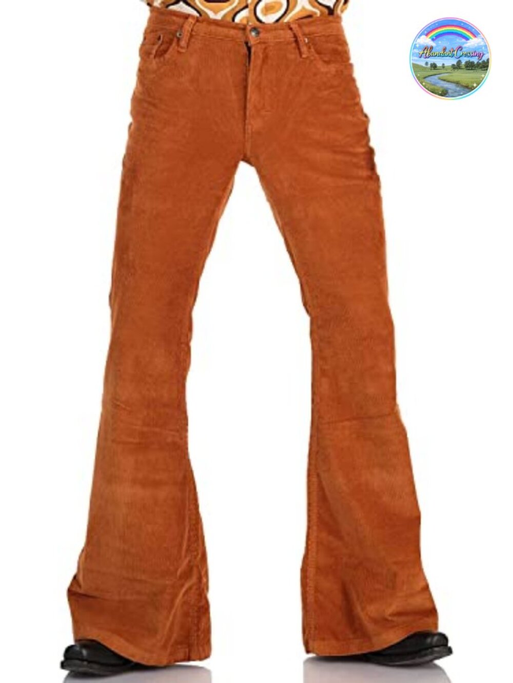 Men's Corduroy Bell Bottom Pants Stretch Fit Flared Retro Disco Pants